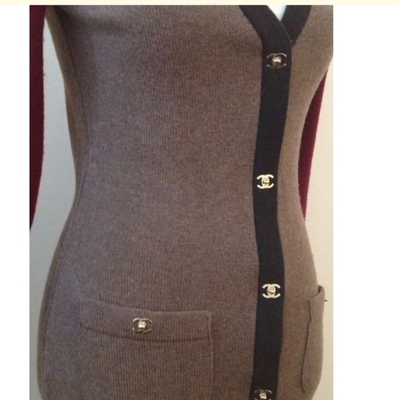 Authentic CHANEL “CC” Logo Sweater Coat Jacket 34 - Picture 4 of 10